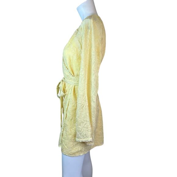 Revolve Women's Tularosa Robin Wrap Dress Bell Sleeves in Lemon Drop sz M NWOT - Picture 3 of 9
